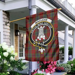 Scottish MacLean of Duart Tartan Flag with Family Crest - Tartan Garden Flag Scottish Plaid Tartan Plaid - ScotsTee - scotstee.com