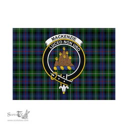 Scottish MacKenzie Modern Tartan Flag with Family Crest - Tartan Garden Flag Scottish Plaid Tartan Plaid - ScotsTee - scotstee.com