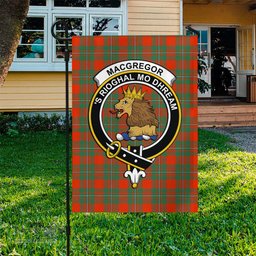 Scottish MacGregor Ancient Tartan Flag with Family Crest - Tartan Garden Flag Scottish Plaid Tartan Plaid - ScotsTee - scotstee.com