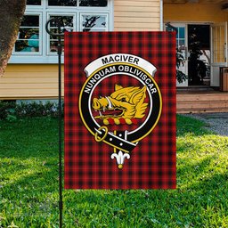 Scottish MacIver Tartan Flag with Family Crest - Tartan Garden Flag Scottish Plaid Tartan Plaid - ScotsTee - scotstee.com
