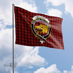 Scottish MacIver Tartan Flag with Family Crest - Tartan Garden Flag Scottish Plaid Tartan Plaid - ScotsTee - scotstee.com