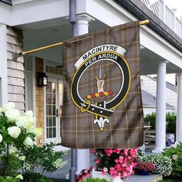 Scottish MacIntyre Hunting Weathered Tartan Flag with Family Crest - Tartan Garden Flag Scottish Plaid Tartan Plaid - ScotsTee - scotstee.com