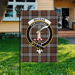 Scottish MacRae Hunting Weathered Tartan Flag with Family Crest - Tartan Garden Flag Scottish Plaid Tartan Plaid - ScotsTee - scotstee.com