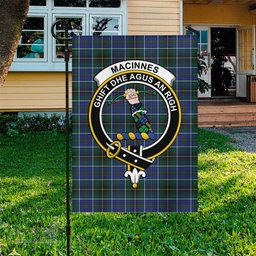 Scottish MacInnes Modern Tartan Flag with Family Crest - Tartan Garden Flag Scottish Plaid Tartan Plaid - ScotsTee - scotstee.com