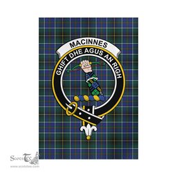 Scottish MacInnes Modern Tartan Flag with Family Crest - Tartan Garden Flag Scottish Plaid Tartan Plaid - ScotsTee - scotstee.com