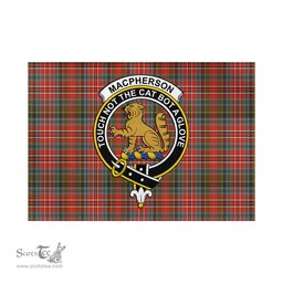 Scottish MacPherson Weathered Tartan Flag with Family Crest - Tartan Garden Flag Scottish Plaid Tartan Plaid - ScotsTee - scotstee.com