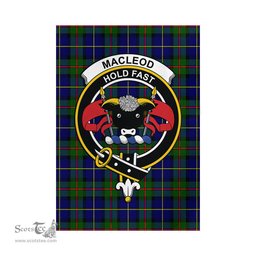 Scottish MacLeod of Harris Modern Tartan Flag with Family Crest - Tartan Garden Flag Scottish Plaid Tartan Plaid - ScotsTee - scotstee.com