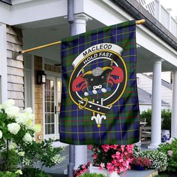 Scottish MacLeod of Harris Modern Tartan Flag with Family Crest - Tartan Garden Flag Scottish Plaid Tartan Plaid - ScotsTee - scotstee.com