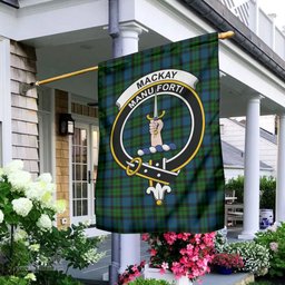 Scottish MacKay Modern Tartan Flag with Family Crest - Tartan Garden Flag Scottish Plaid Tartan Plaid - ScotsTee - scotstee.com