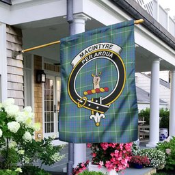Scottish MacIntyre Hunting Ancient Tartan Flag with Family Crest - Tartan Garden Flag Scottish Plaid Tartan Plaid - ScotsTee - scotstee.com