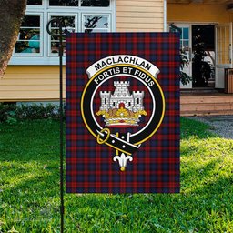 Scottish MacLachlan Tartan Flag with Family Crest - Tartan Garden Flag Scottish Plaid Tartan Plaid - ScotsTee - scotstee.com