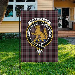 Scottish MacPherson Hunting Tartan Flag with Family Crest - Tartan Garden Flag Scottish Plaid Tartan Plaid - ScotsTee - scotstee.com
