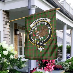 Scottish MacKinnon Hunting Modern Tartan Flag with Family Crest - Tartan Garden Flag Scottish Plaid Tartan Plaid - ScotsTee - scotstee.com