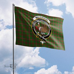 Scottish MacKinnon Hunting Modern Tartan Flag with Family Crest - Tartan Garden Flag Scottish Plaid Tartan Plaid - ScotsTee - scotstee.com