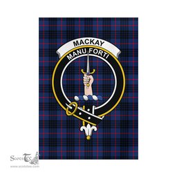 Scottish MacKay Blue Modern Tartan Flag with Family Crest - Tartan Garden Flag Scottish Plaid Tartan Plaid - ScotsTee - scotstee.com