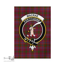 Scottish MacRae Red Tartan Flag with Family Crest - Tartan Garden Flag Scottish Plaid Tartan Plaid - ScotsTee - scotstee.com