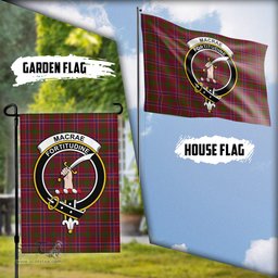 Scottish MacRae Red Tartan Flag with Family Crest - Tartan Garden Flag Scottish Plaid Tartan Plaid - ScotsTee - scotstee.com