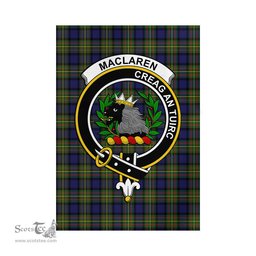 Scottish MacLaren Modern Tartan Flag with Family Crest - Tartan Garden Flag Scottish Plaid Tartan Plaid - ScotsTee - scotstee.com