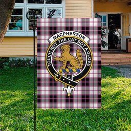 Scottish MacPherson Hunting Modern Tartan Flag with Family Crest - Tartan Garden Flag Scottish Plaid Tartan Plaid - ScotsTee - scotstee.com