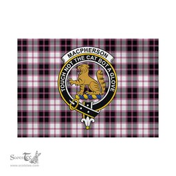 Scottish MacPherson Hunting Modern Tartan Flag with Family Crest - Tartan Garden Flag Scottish Plaid Tartan Plaid - ScotsTee - scotstee.com