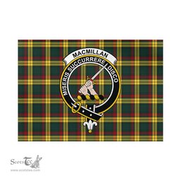Scottish MacMillan Old Modern Tartan Flag with Family Crest - Tartan Garden Flag Scottish Plaid Tartan Plaid - ScotsTee - scotstee.com
