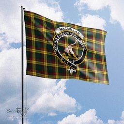 Scottish MacMillan Old Modern Tartan Flag with Family Crest - Tartan Garden Flag Scottish Plaid Tartan Plaid - ScotsTee - scotstee.com