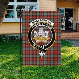 Scottish MacLachlan Weathered Tartan Flag with Family Crest - Tartan Garden Flag Scottish Plaid Tartan Plaid - ScotsTee - scotstee.com