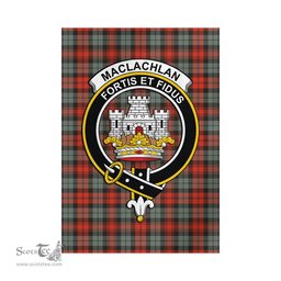 Scottish MacLachlan Weathered Tartan Flag with Family Crest - Tartan Garden Flag Scottish Plaid Tartan Plaid - ScotsTee - scotstee.com