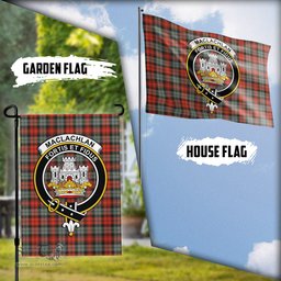 Scottish MacLachlan Weathered Tartan Flag with Family Crest - Tartan Garden Flag Scottish Plaid Tartan Plaid - ScotsTee - scotstee.com