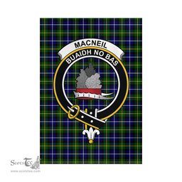 Scottish MacNeil of Barra Modern Tartan Flag with Family Crest - Tartan Garden Flag Scottish Plaid Tartan Plaid - ScotsTee - scotstee.com