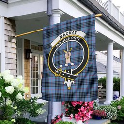 Scottish MacKay Blue Tartan Flag with Family Crest - Tartan Garden Flag Scottish Plaid Tartan Plaid - ScotsTee - scotstee.com