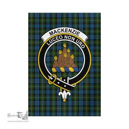 Scottish MacKenzie Tartan Flag with Family Crest - Tartan Garden Flag Scottish Plaid Tartan Plaid - ScotsTee - scotstee.com