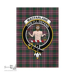 Scottish MacFarlane Hunting Modern Tartan Flag with Family Crest - Tartan Garden Flag Scottish Plaid Tartan Plaid - ScotsTee - scotstee.com