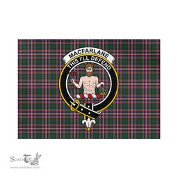 Scottish MacFarlane Hunting Modern Tartan Flag with Family Crest - Tartan Garden Flag Scottish Plaid Tartan Plaid - ScotsTee - scotstee.com