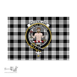 Scottish MacFarlane Black White Tartan Flag with Family Crest - Tartan Garden Flag Scottish Plaid Tartan Plaid - ScotsTee - scotstee.com