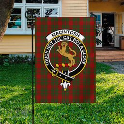 Scottish MacIntosh Red Tartan Flag with Family Crest - Tartan Garden Flag Scottish Plaid Tartan Plaid - ScotsTee - scotstee.com