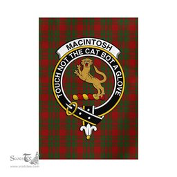 Scottish MacIntosh Red Tartan Flag with Family Crest - Tartan Garden Flag Scottish Plaid Tartan Plaid - ScotsTee - scotstee.com