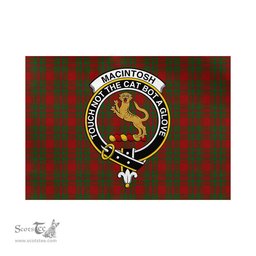 Scottish MacIntosh Red Tartan Flag with Family Crest - Tartan Garden Flag Scottish Plaid Tartan Plaid - ScotsTee - scotstee.com