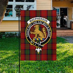 Scottish MacPherson of Cluny Tartan Flag with Family Crest - Tartan Garden Flag Scottish Plaid Tartan Plaid - ScotsTee - scotstee.com