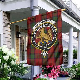 Scottish MacPherson of Cluny Tartan Flag with Family Crest - Tartan Garden Flag Scottish Plaid Tartan Plaid - ScotsTee - scotstee.com