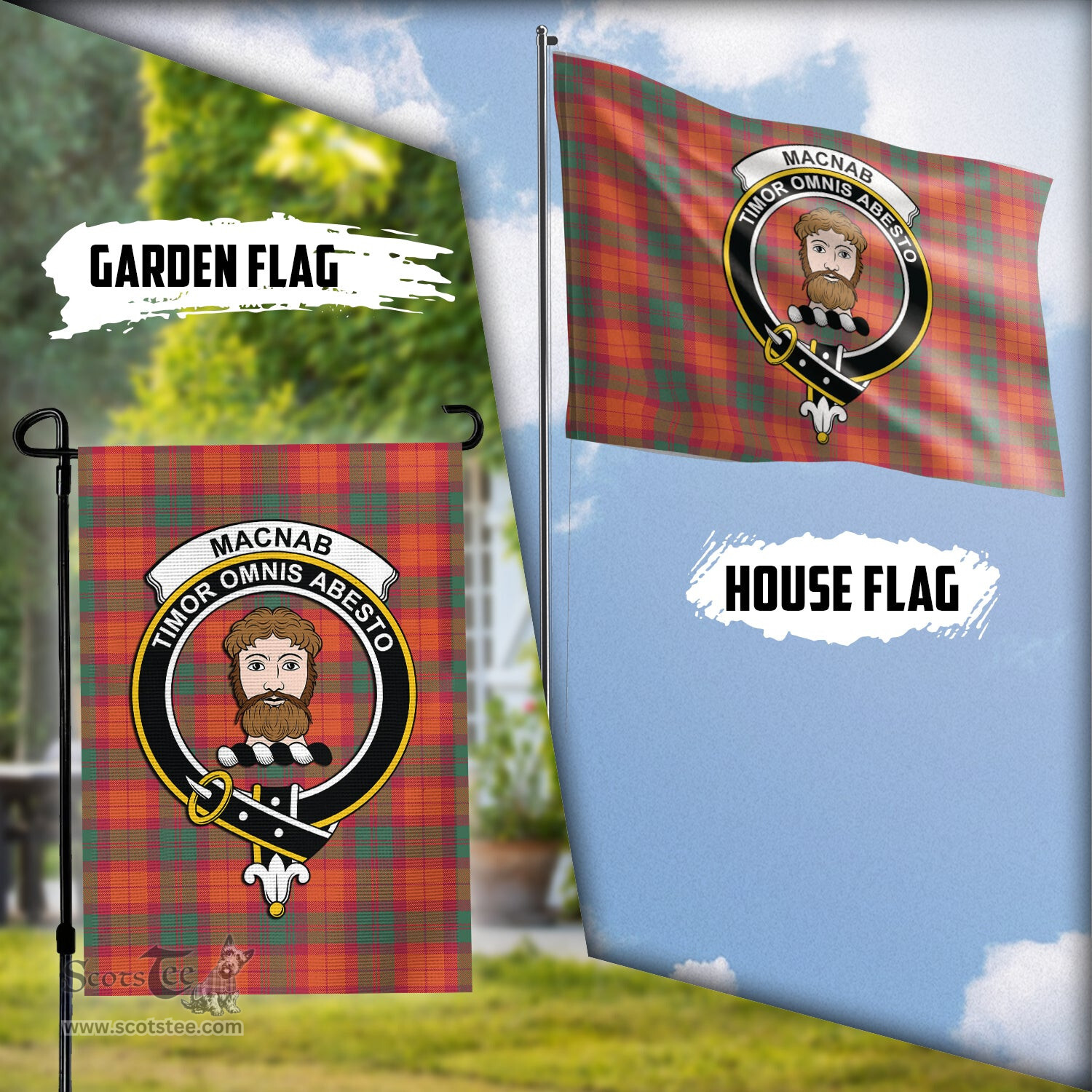 Scottish MacNab Ancient Tartan Flag with Family Crest - Tartan Garden Flag Scottish Plaid Tartan Plaid - ScotsTee - scotstee.com