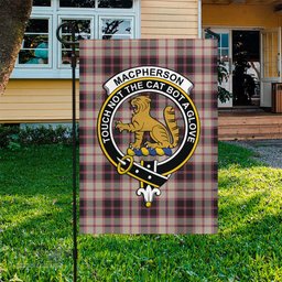 Scottish MacPherson Hunting Ancient Tartan Flag with Family Crest - Tartan Garden Flag Scottish Plaid Tartan Plaid - ScotsTee - scotstee.com