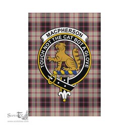 Scottish MacPherson Hunting Ancient Tartan Flag with Family Crest - Tartan Garden Flag Scottish Plaid Tartan Plaid - ScotsTee - scotstee.com