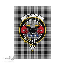 Scottish MacLeod Black and White Tartan Flag with Family Crest - Tartan Garden Flag Scottish Plaid Tartan Plaid - ScotsTee - scotstee.com
