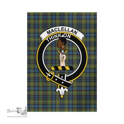 Scottish MacLellan Ancient Tartan Flag with Family Crest - Tartan Garden Flag Scottish Plaid Tartan Plaid - ScotsTee - scotstee.com