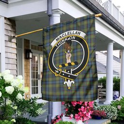 Scottish MacLellan Ancient Tartan Flag with Family Crest - Tartan Garden Flag Scottish Plaid Tartan Plaid - ScotsTee - scotstee.com