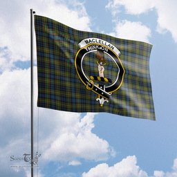 Scottish MacLellan Ancient Tartan Flag with Family Crest - Tartan Garden Flag Scottish Plaid Tartan Plaid - ScotsTee - scotstee.com