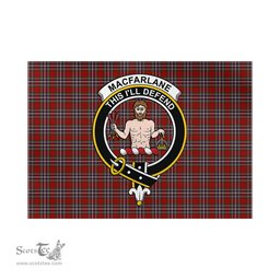 Scottish MacFarlane Red Tartan Flag with Family Crest - Tartan Garden Flag Scottish Plaid Tartan Plaid - ScotsTee - scotstee.com