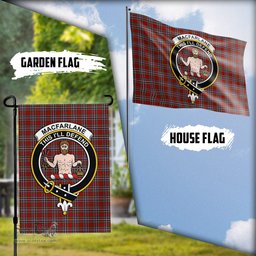 Scottish MacFarlane Red Tartan Flag with Family Crest - Tartan Garden Flag Scottish Plaid Tartan Plaid - ScotsTee - scotstee.com