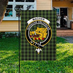 Scottish MacIver Hunting Tartan Flag with Family Crest - Tartan Garden Flag Scottish Plaid Tartan Plaid - ScotsTee - scotstee.com